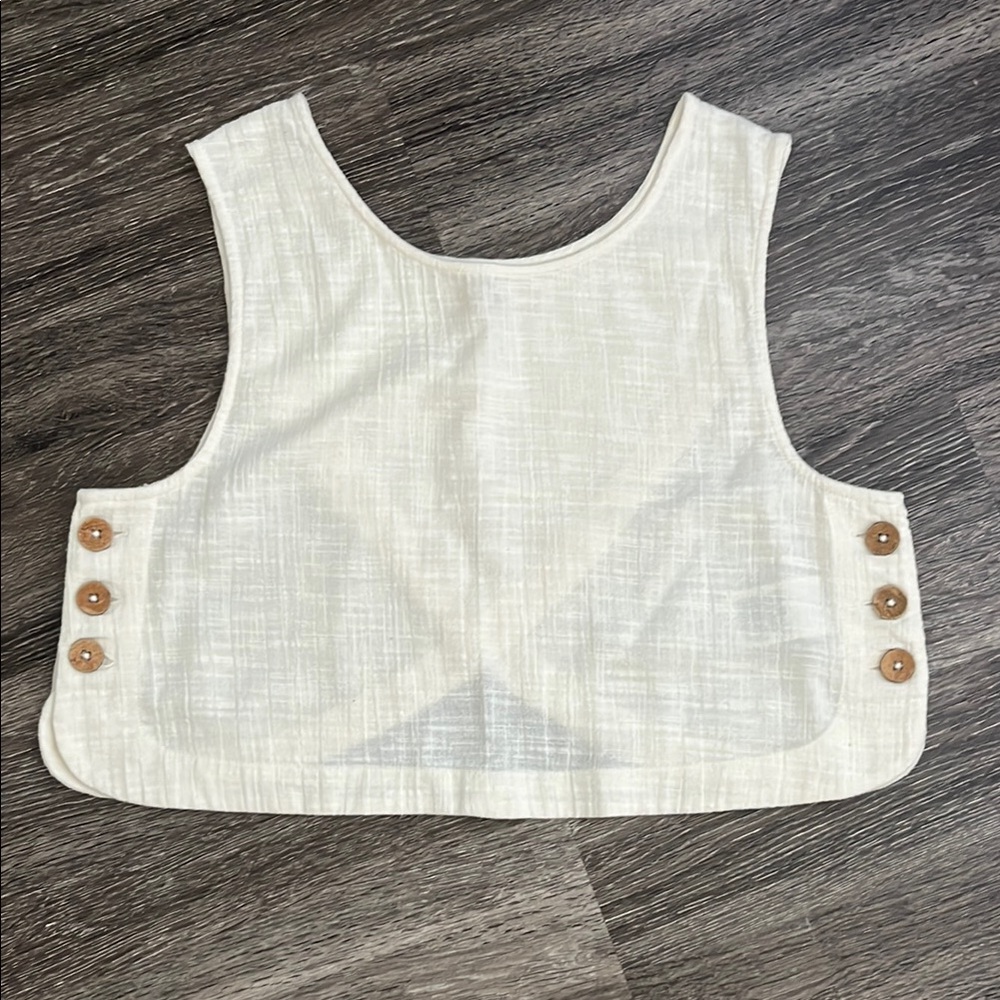 Rip Curl Cream Sleeveless Crop Tank with Bib Collar